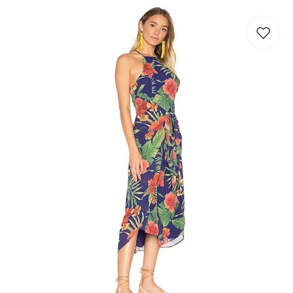 Privacy Please Halter Lehunt Dress in Blue sz XS | blue revolve hibiscus dress - Picture 2 of 9